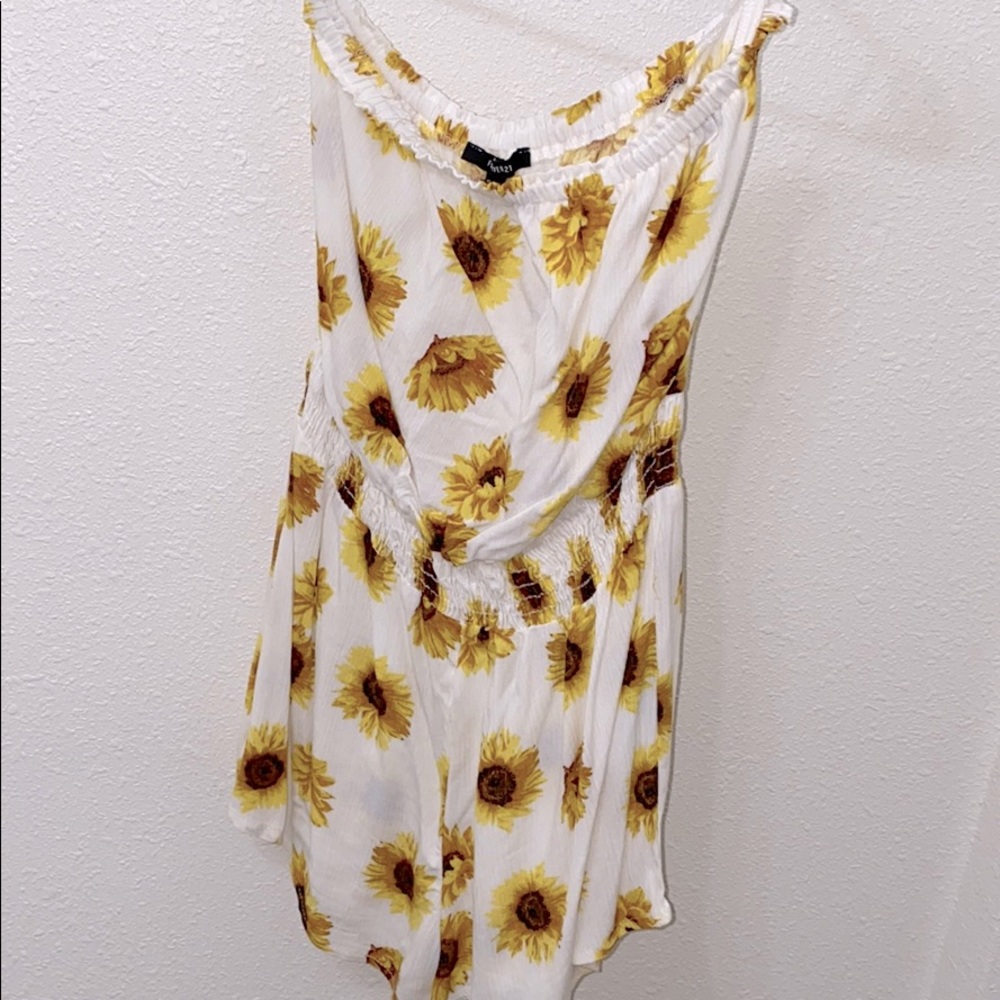 strapless sunflower romper
